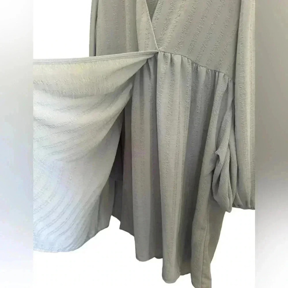 Samsoe Samsoe Dusty Blue Jolie Wrap Long Sleeve Mini Dress - Picture 9 of 14